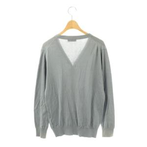 JOHN SMEDLEY コットンVネックカーディガン 長袖 M ブルーグレー /DO OS