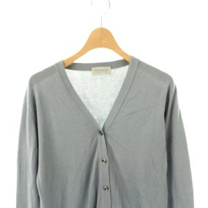 JOHN SMEDLEY コットンVネックカーディガン 長袖 M ブルーグレー /DO OS