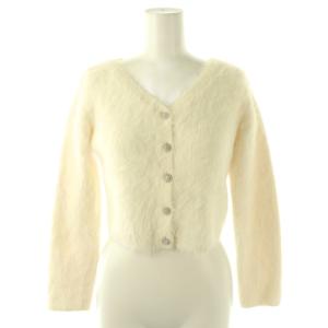 24AW フェザーヤーンショートカーディガン 長袖 Vネック F アイボリー /DO OS