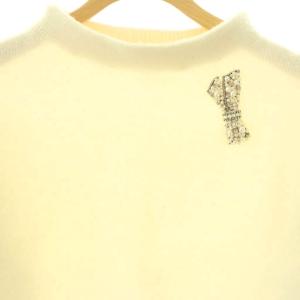 ANAYI ウールカシミヤリボンビジュー プルオーバー ニット 36 アイボリー /DF OS
