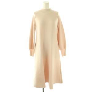 ウールスムースAラインワンピース ロング 長袖 38 ピンクベージュ /DO OS
