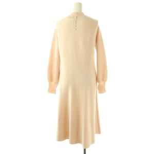 ANAYI ウールスムースAラインワンピース ロング 長袖 38 ピンクベージュ /DO OS
