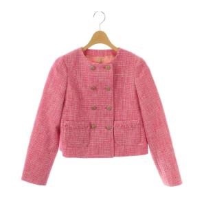 24SS メランジツイードノーカラージャケット アウター 36 ピンク /NR OS