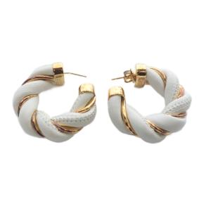 BOTTEGA VENETA ツイストフープ ピアス 白 ホワイト ゴールド色 628948 /SR OH SH