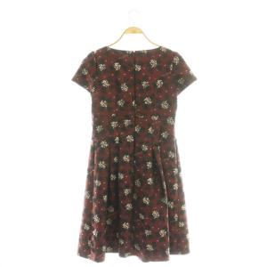 M'S GRACY フラワーリボンモチーフワンピース ひざ丈 40 ボルドー /DF OS SH