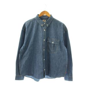 25SS 別注SMU LS ZANDT CROPPED SHIRT M インディゴブルー