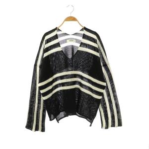 ネックボーダーカットオフニット23SS セーター 長袖 S ブラック /HK OS SH