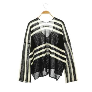 sulvam ネックボーダーカットオフニット23SS セーター 長袖 S ブラック /HK OS SH