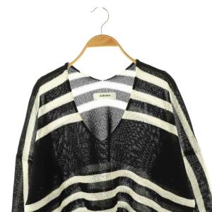 sulvam ネックボーダーカットオフニット23SS セーター 長袖 S ブラック /HK OS SH