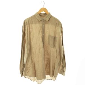 WIDE FIT SHIRT シャツ 長袖 リネン混 1 モカ M21B-01SH02C /DO OS