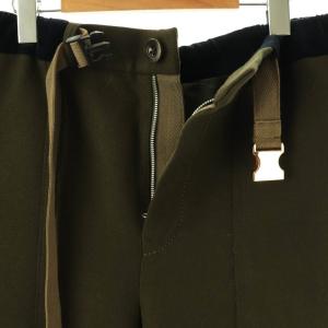 sacai 19-02044M ウールメルトンクロップドパンツ テーパード 2 カーキ /HK OS SH