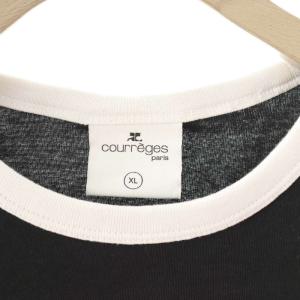 courreges バイカラーTシャツ カットソー 半袖 XL ブラック /HK OS SH