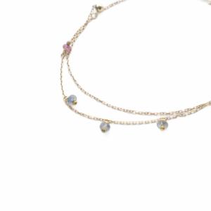 agete YG マルチストーン ブレスレット K10 イエローゴールド /SR SH