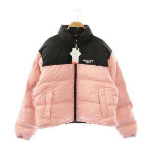 PUFFER JACKET ジャケット アウター ジップアップ 中綿 M ピンク 黒 /NR OS SH