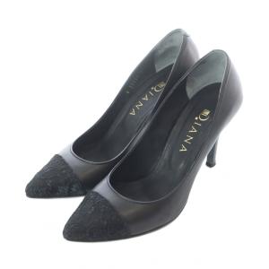 パンプス 23.5cm 黒 ブラック レース切替 ポインテッドトゥ ピンヒール /RI OS