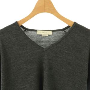 JOHN SMEDLEY ウール Vネック ニット プルオーバー S チャコールグレー /DF OS