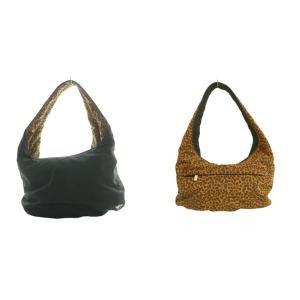 ハンドバッグ ワンハンドル リバーシブル ヒョウ柄 黒 ブラック 茶 ブラウン /SS OS OH