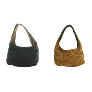 BOTTEGA VENETA ハンドバッグ ワンハンドル リバーシブル ヒョウ柄 黒 ブラック 茶 ブラウン /SS OS OH