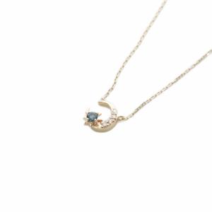 ブルートパーズ ムーンネックレス ペンダント K10 YG ダイヤ4P イエローゴールド /SR