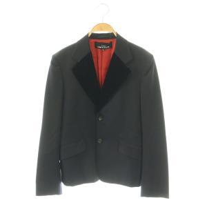 AD2002 襟ベロア テーラードジャケット シングル M ネイビー /HK OS