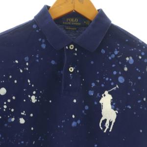 POLO RALPH LAUREN ペイント ビッグポニー ポロシャツ カスタムスリムフィット M ネイビー /DF OS