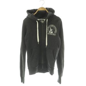 ガールプリント裏毛ジップアップパーカー フーディー F チャコール /DF OS