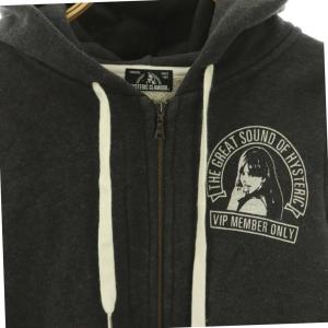 HYSTERIC GLAMOUR ガールプリント裏毛ジップアップパーカー フーディー F チャコール /DF OS