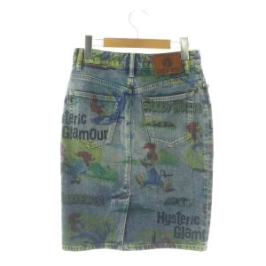 HYSTERIC GLAMOUR × ウッドペッカー デニムスカートタイトスカート ひざ丈 M ブルー マルチカラー /DF OS