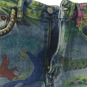 HYSTERIC GLAMOUR × ウッドペッカー デニムスカートタイトスカート ひざ丈 M ブルー マルチカラー /DF OS