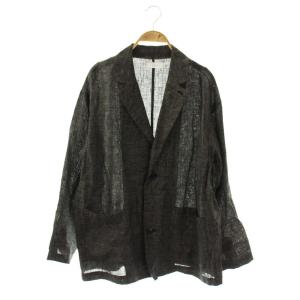 リネンテーラードジャケット 薄手 F チャコールブラック /DO OS