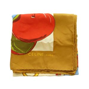 CELINE スカーフ 総柄 馬具柄 茶 マルチカラー /MI OS OH