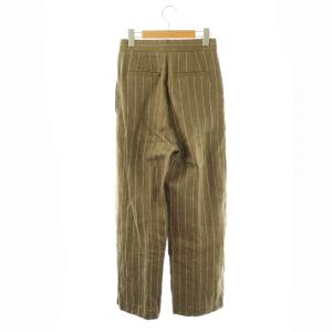 Max Mara ストライプリネンパンツ テーパード 36 カーキ /HK OS