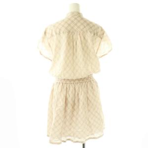 BURBERRY BLUE LABEL シアーチェックフリルワンピース 半袖 36 ライトピンク モカ ホワイト /DO OS