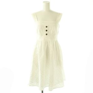 フロントボタンチェックキャミソール ワンピース 膝丈 36 ホワイト /HK OS