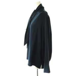 NOBLE 23AW ロイヤルサテンボウタイブラウス 長袖 F ネイビー /HK OS SH