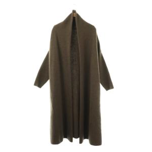 スムースニットガウンコート アウター ロング ウール 茶 /NR OS