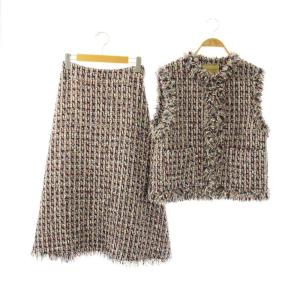 セットアップ カラーツイード ベスト スカート フレア ロング 34 マルチカラー /HK OS