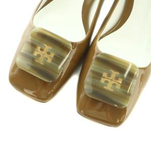 TORY BURCH ジョージア パンプス スクエアトゥ ブロックヒール 6.5C 23.5cm 茶 /MI OS