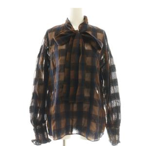 25AW オンブレボウタイブラウス プルオーバー ブラウン ネイビー /DF OS