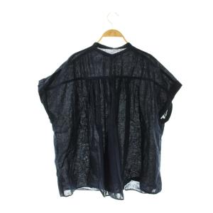 Spick&Span 25SS リネンスクエアフレンチスリーブ ブラウス シャツ ネイビー /ES OS