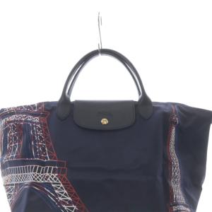 Longchamp ル・プリアージュ エッフェル塔プリントバッグ トートバッグ 紺 ネイビー /SR