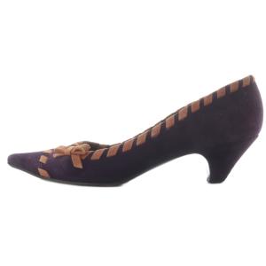 PRADA スエード ポインテッドトゥ リボンパンプス 37 24cm 紫 パープル /SR