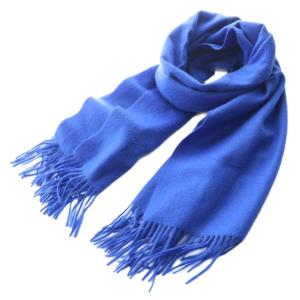 大判ストール マフラー カシミヤ 青 ブルー /SS OS
