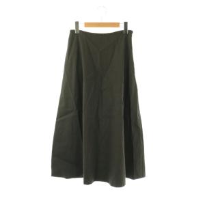 ECO CRUNCH WASH ZOE E スカート ロング フレア リネン 36 ブラック /DO OS