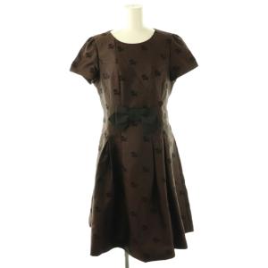 犬柄 ワンピース 半袖 ミモレ ロング 40 茶 /NR OS