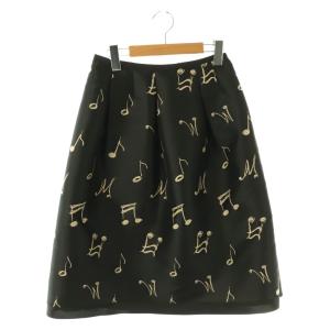 音符 フレアスカート 台形 38 ブラック ベージュ /ES OS