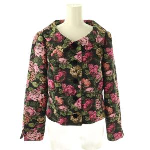 花柄ジャケット アウター 38 黒 マルチカラー /NR OS