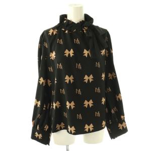 ロゴモチーフ ブラウス 38 ブラック ベージュ /ES OS