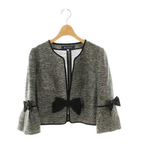 リネン混リボンジャケット ノーカラー 38 グレー /HK OS