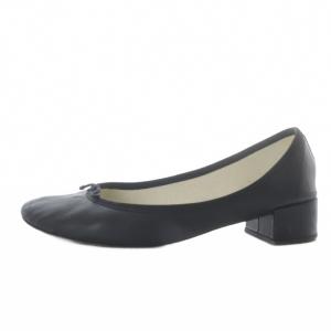 Repetto バレエシューズ パンプス ローヒール リボンモチーフ レザー 39 ブラック /YO36